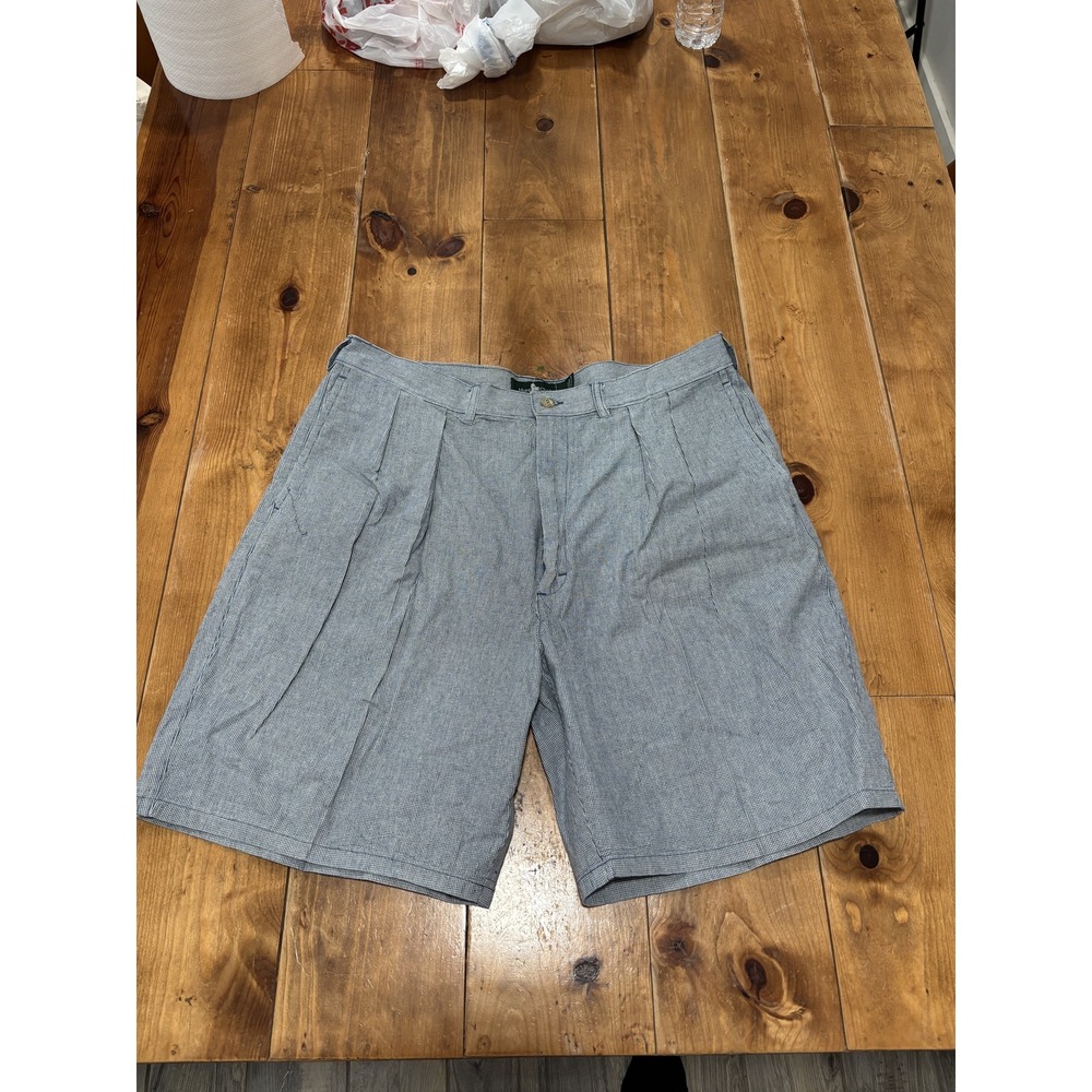 Hunt Club Men's Pleated Cotton Shorts Blue Stripe Casual Summer Size 34